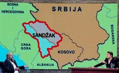 Një televizion në Serbi publikon hartën e Kosovës dhe të Sanxhakut të ndarë nga Serbia