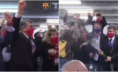 Joan Laporta shkon të festojë së bashku me tifozët e Barcelonës – pasi që zgjidhet sërish president i Blaugranasve