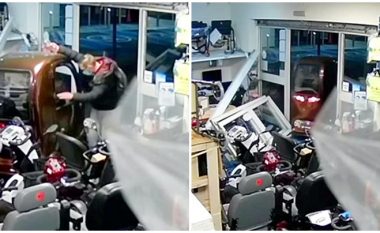 Kryen vjedhje brenda një dyqani në Angli, hajni largohet me skuterin që lëviz me vetëm 13 kilometra në orë