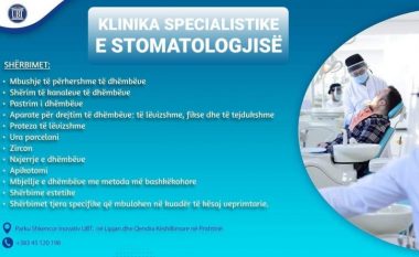 Klinika Specialistike e Stomatologjisë e UBT-së ofron të gjitha shërbimet profesionale stomatologjike dhe estetike