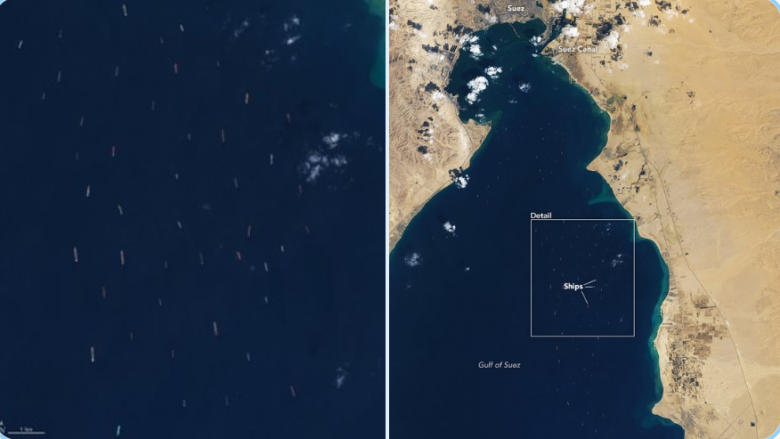 Ndërsa ‘Ever Given’ është liruar, fotot e anijeve që presin të hyjnë në Kanalin e Suezit bëhen virale