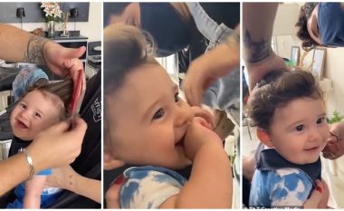 Reagimi mbresëlënës i vogëlushit 9-muajsh i cili për herë të parë viziton berberin, braziliani i bën të gjithë për vete