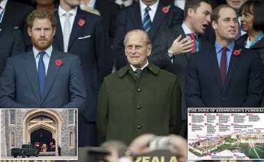 Mbretëresha urdhëron që Princat William dhe Harry të rrinë të ndarë pas arkovolit të Princit Philip në kortezhin e varrimit