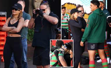 Rita Ora viziton lojtarët e ragbit në Sydney, përqafohet dhe bën fotografi me ta