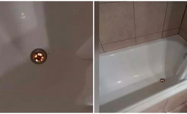 Publikon foton nga tualeti i dhomës së hotelit, nga kulluesja e vaskës shihej duke “dalë” një dritë