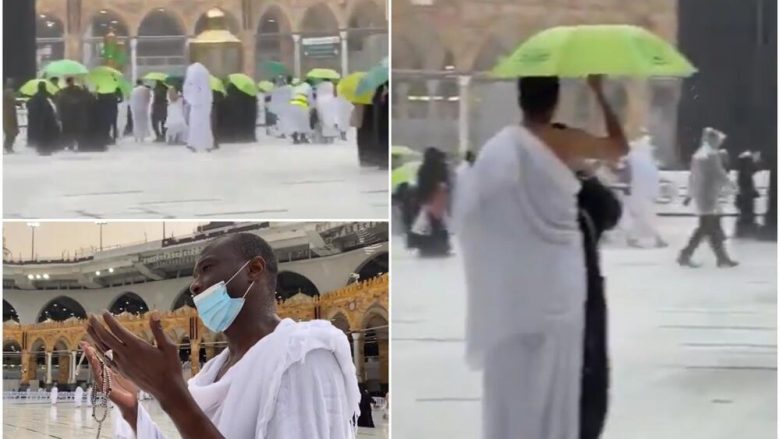 Shiu i rrëmbyeshëm befason pelegrinët në Mekë, pas temperaturave mbi 40 gradë besimtarët falënderonin Zotin për freskinë që ua solli