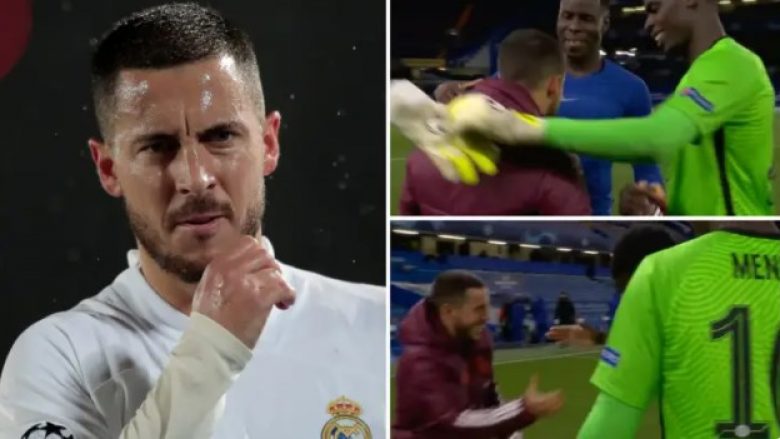 Hazard thyen heshtjen pasi u pa duke qeshur me lojtarët e Chelseat pas eliminimit të Real Madridit nga Liga e Kampionëve
