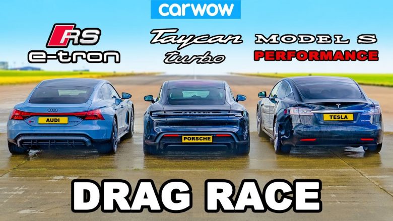 Porsche Taycan Turbo dhe Audi RS E-Tron GT sfidohen nga Tesla Model S