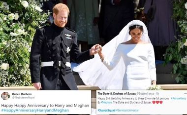 Fansat urojnë Princin Harry dhe Meghan Markle për përvjetorin e martesës, por Mbretëria hesht