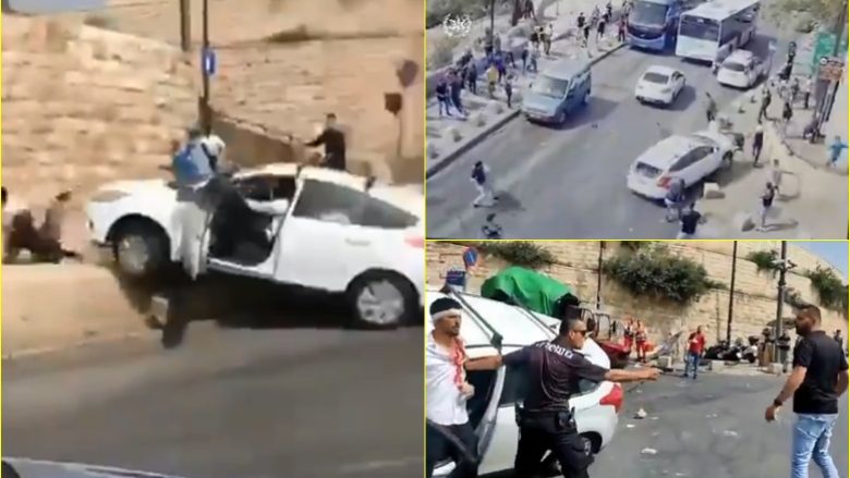Nuk dihet se çfarë e provokoi incidentin: Momenti kur shoferi izraelit ‘fshin përpara’ me veturë një grup palestinezësh – pasi siç pretendohet, u sulmua nga ata