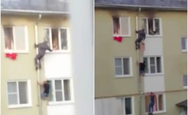 Apartamenti i tyre përfshihet nga zjarri, tre burra rrezikojnë jetën për t’i shpëtuar tre fëmijët rusë
