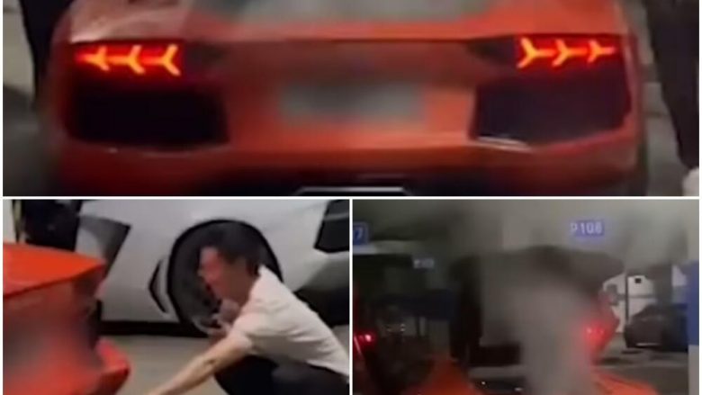 U munduan të piqnin salsiçet në “auspuhun” e Lamborghini Aventador, pendohen keq të rinjtë kinezë – motori i veturës përfshihet nga flaka