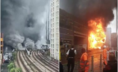 Zjarr i madh në Londër, re të zeza tymi ngritën mbi stacionin e metrosë – dhjetëra zjarrfikës në vendin e ngjarjes
