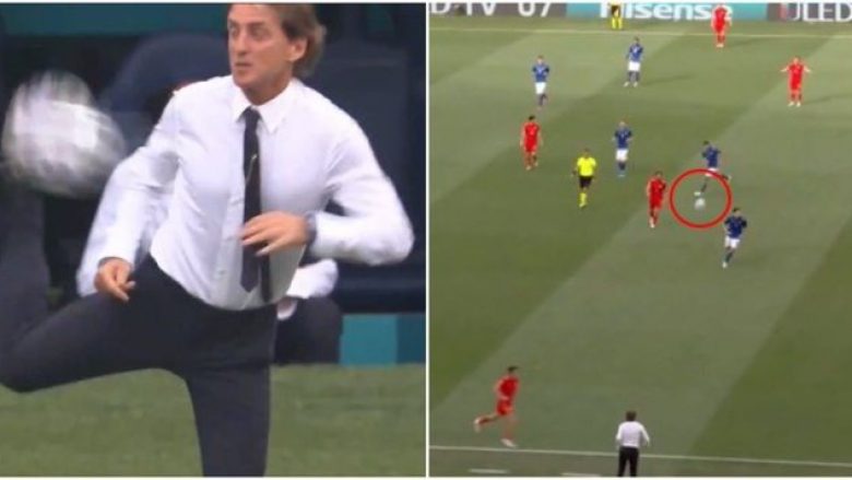 Roberto Mancini e dëshmon se është trajneri më me stil deri më tani në Euro 2020 derisa stopi topin në mënyrë fenomenale