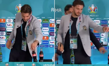 Ylli i Italisë, Manuel Locatelli i bashkohet Ronaldos në heqjen e shisheve të Coca-Colas në konferencën për shtyp