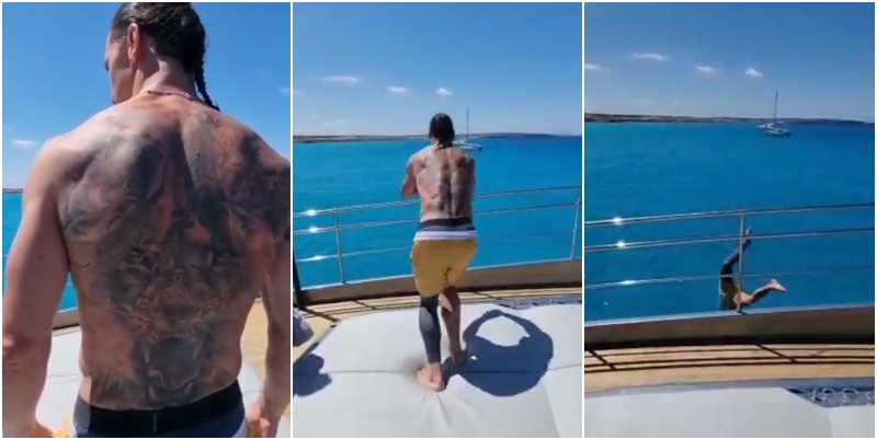 Ibrahimovic tregon aftësitë akrobatike duke u hedhur nga anija përmbi rrethoja