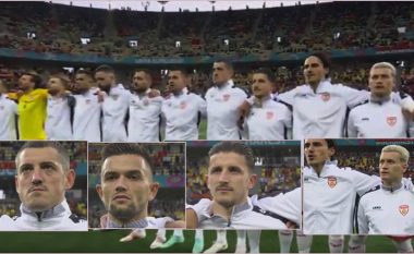 Pamjet që tregojnë se futbollistët shqiptarë nuk e kënduan himnin e Maqedonisë së Veriut