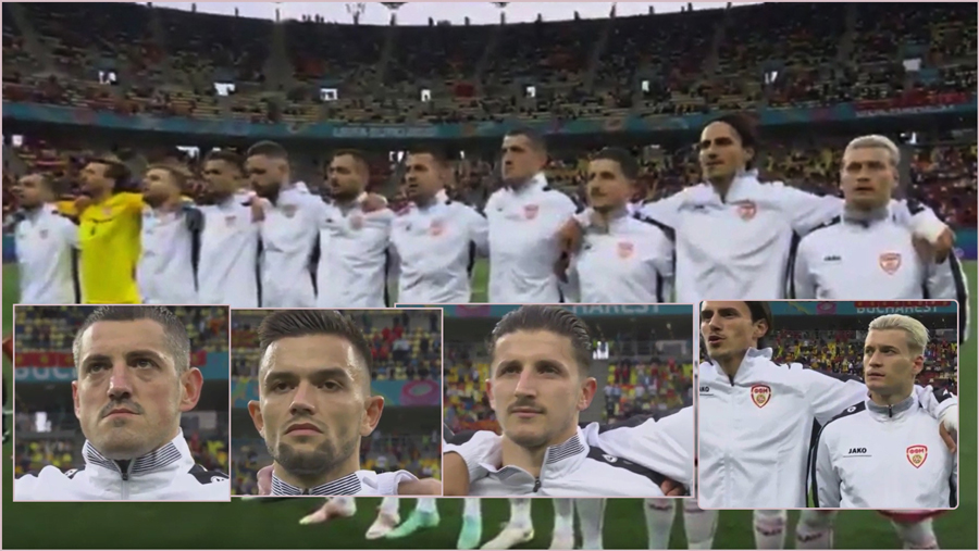 Pamjet që tregojnë se futbollistët shqiptarë nuk e kënduan himnin e Maqedonisë së Veriut