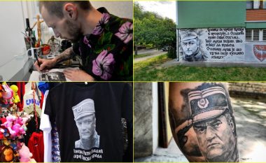 “Madhërimi” i Ratko Mlladiqit, fytyra e tij vazhdon të jetë e pranishme në Beograd – në muret e ndërtesave, në suvenire, por edhe si tatuazhe