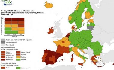 Publikohet harta e re e coronavirusit në Evropë
