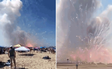 Momentet shokuese kur fishekzjarrët ‘e Pavarësisë’ shpërthejnë në plazh, tmerrojnë pushuesit në SHBA