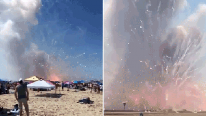 Momentet shokuese kur fishekzjarrët ‘e Pavarësisë’ shpërthejnë në plazh, tmerrojnë pushuesit në SHBA