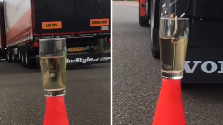 Shoferi holandez përdor kamionin për të futur qesen e çajit në ujë të nxehtë