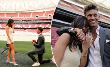 E ‘mashtroi’ duke e sjellë në ‘Wanda Metropolitano’, Marcos Llorente i ulet në gjunjë dhe i propozon të dashurës për martesë