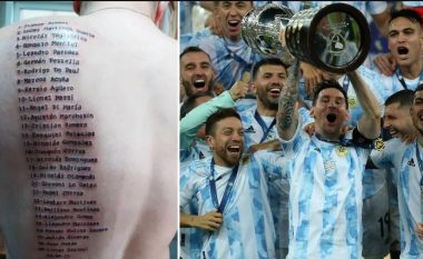 Tifozi i ‘çmendur’ i Argjentinës bën tatuazh të gjithë emrat e lojtarëve që ishin pjesën në triumfin e Copa America