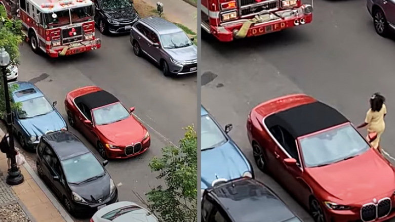 Parkoi BMW-në e saj në mes të rrugës, dhe më pas mbërritën zjarrfikësit