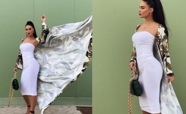 Xhensila Myrtezaj mahnit me fizikun trupor në fustanin e bardhë