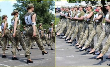 Reagime në Ukrainë pasi femrat ushtarake “u detyruan” të marshojnë me taka