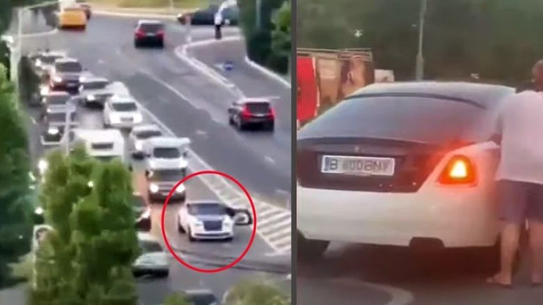 Vetura që kushton 300.000 euro mbetet pa derivate në mes të rrugës, rumuni bllokon rrugën me Rolls-Royce Phantom