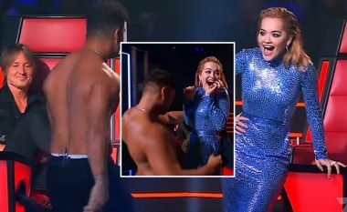 Nuk iu kthye asnjë karrige, konkurrenti i "The Voice Australia" nuk i reziston Rita Orës - zhvishet dhe fillon të bëjë vallëzim provokues para saj