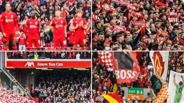Tifozët e Liverpoolit emocionojnë të gjithë duke kënduar ‘You’ll never Walk Alone’ për herë të parë pas rikthimit në Anfield
