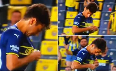 Lojtari i Fenerbahces përpiqet të puthë stemën e klubit pas golit, por fanella e tretë e Puma-s nuk e ka një gjë të tillë – momenti bëhet viral