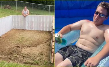 Amerikani bëhet viral pasi zbuloi se si ai ndërtoi një pishinë të madhe në oborrin e shtëpisë së tij – për vetëm 12 orë