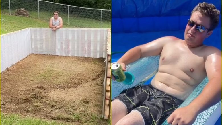 Amerikani bëhet viral pasi zbuloi se si ai ndërtoi një pishinë të madhe në oborrin e shtëpisë së tij – për vetëm 12 orë