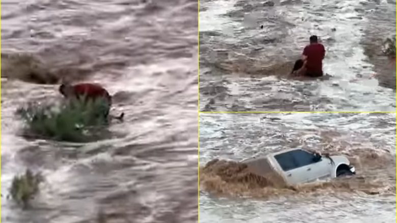 Ajo po luftonte për jetë, momenti kur një burrë ‘sfidoi ujin e vërshimeve’ në Meksikë dhe shpëtoi një grua