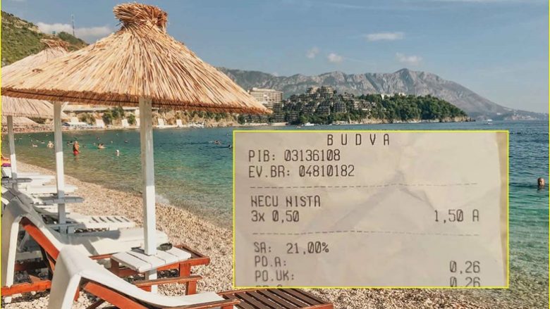 “Unë nuk dua asgjë” në një kafene plazhi në Budva të Malit të Zi kushton 0.50 euro