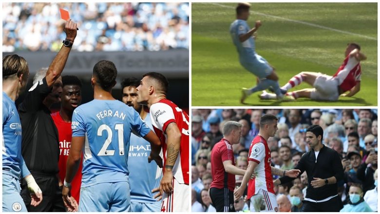 Granit Xhaka ndëshkohet me karton të kuq në derbi ndaj Manchester Cityt që në pjesën e parë