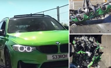 Mësojnë se BMW M3 ishte bërë nga katër mjete tjera të vjedhura, policia britanike e sekuestron – e fusin në makinerinë për shkatërrim