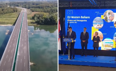 Hapet për qarkullim ura mbi lumin Sava që lidh Kroacinë me Bosnjën – në përurimin e saj merr pjesë Ursula von der Leyen