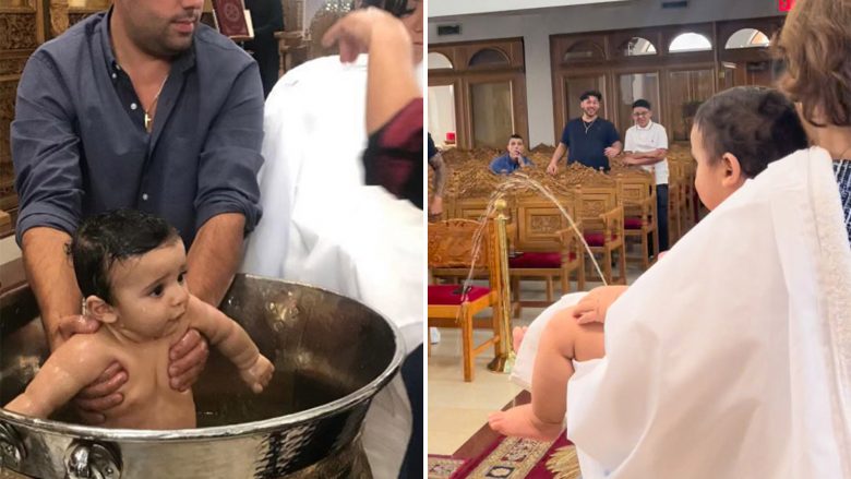 Po e pagëzonin në një kishë të New Yorkut, foshnja 7-muajshe për pak sa nuk urinon mbi priftin