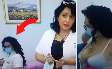 Mjekja serbe fliste për rëndësinë e vaksinës anti-COVID, infermierja pas shpinës harron që ishte ndezur kamera – fillon të zhvishet për t’u vaksinuar
