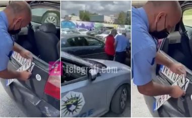 Zbatimi i reciprociteti të targave, momenti kur policia ia largon tabelat me regjistrim të Serbisë një veture në Prishtinë