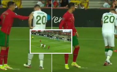 Para se ta humbiste penalltinë, Ronaldo tentoi ta godiste O’Shean – ky i fundit ia largoi topin nga pika e bardhë