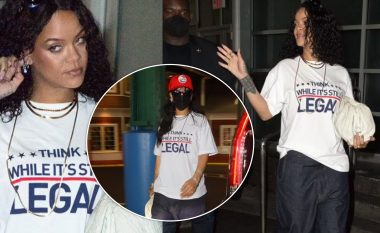 Rihanna me deklaratë politike në bluzë, teksa shkon në studion muzikore në New York pas publikimit të shfaqjes së tretë të “Savage X Fenty”