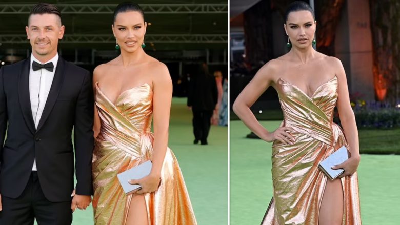 Adriana Lima shkëlqen në fustanin ngjyrë ari në Academy Museum Of Motion Pictures, teksa ecën në tapetin e kuq me të dashurin Andre L III