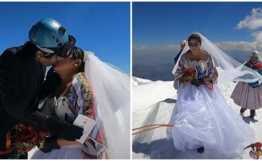Martesë në 6.500 metra lartësi mbidetare, dasmorëve dhe çiftit i janë nevojitur tri ditë të ngjiten në maje